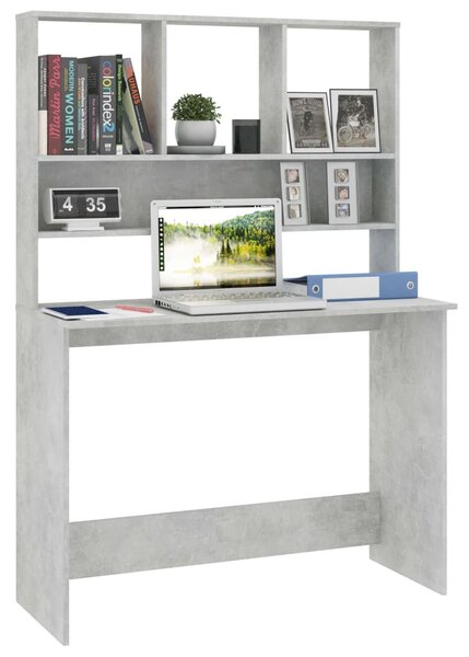 Betonszürke forgácslap íróasztal polcokkal 110 x 45 x 157 cm