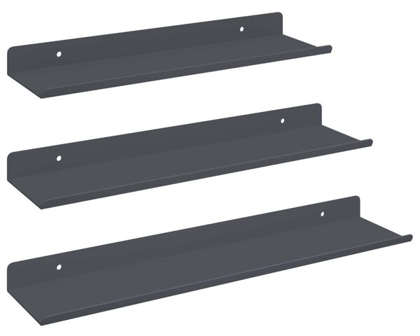 Lebegő polc Falra szerelhető 3 db Antracit 40 x 9 x 2,5 cm Acél