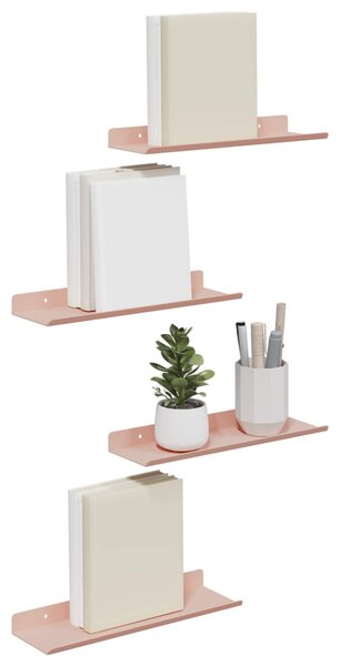 Lebegő polc 4 pcs Rózsaszín 30 x 9 x 2,5 cm Acél