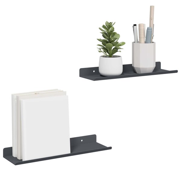 Lebegő polc 2 pcs Antracit 30 x 9 x 2,5 cm Acél