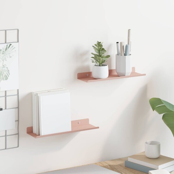 Lebegő polc 2 pcs Rózsaszín 30 x 9 x 2,5 cm Acél