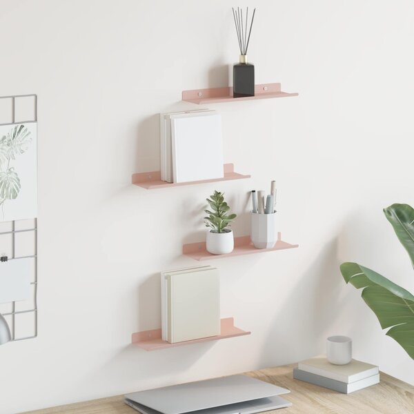 Lebegő polc 4 pcs Rózsaszín 30 x 9 x 2,5 cm Acél