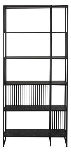 Fekete könyvespolc kő dekorral 85x185 cm Strington – Actona