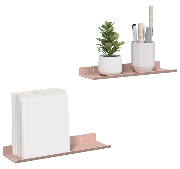 Lebegő polc 2 pcs Rózsaszín 30 x 9 x 2,5 cm Acél