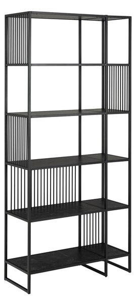 Fekete könyvespolc kő dekorral 85x185 cm Strington – Actona