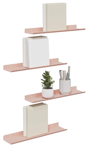 Lebegő polc Falra szerelhető 4 db Rózsaszín 40 x 8,5 x 2,5 cm
