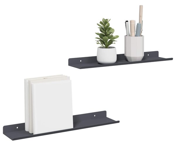 Lebegő polc 2 pcs Antracit 40 x 8,5 x 2,5 cm Acél