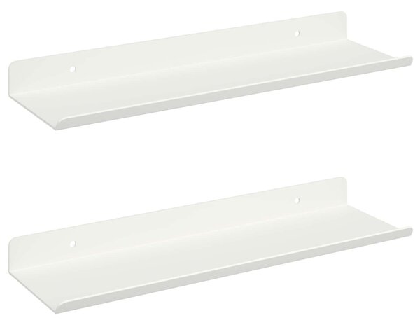 Lebegő polc Falra szerelhető 2 pcs Fehér 30 x 9 x 2,5 cm Acél