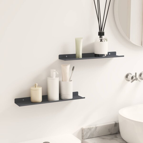 Lebegő polc 2 pcs Antracit 40 x 8,5 x 2,5 cm Acél