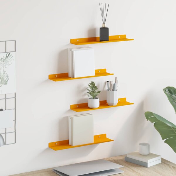 Lebegő polc 4 pcs Mustár sárga 40 x 8,5 x 2,5 cm Acél