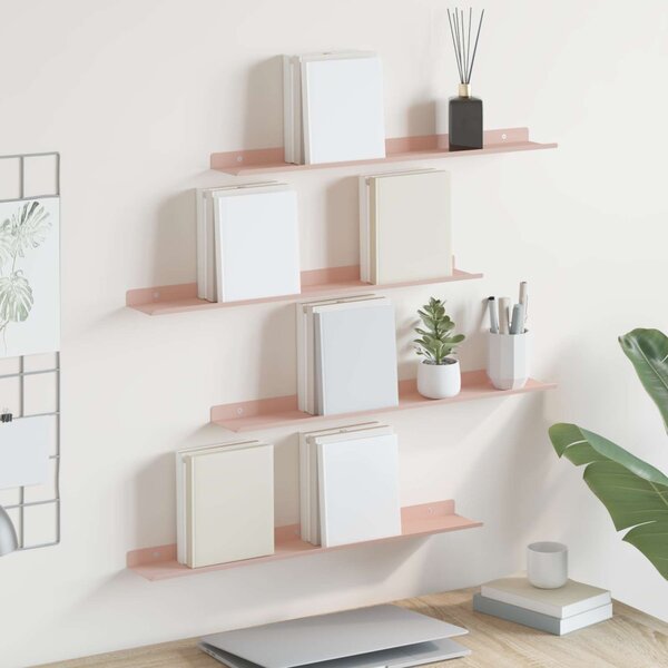 Lebegő polc 4 pcs Rózsaszín 60 x 8,5 x 2,5 cm Acél