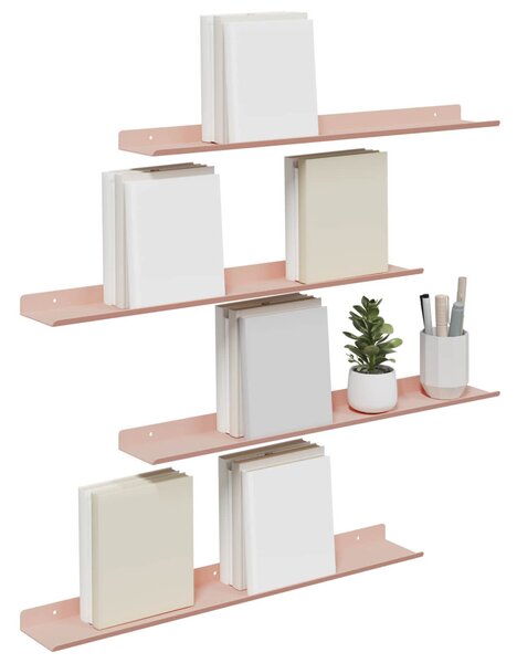Lebegő polc 4 pcs Rózsaszín 60 x 8,5 x 2,5 cm Acél