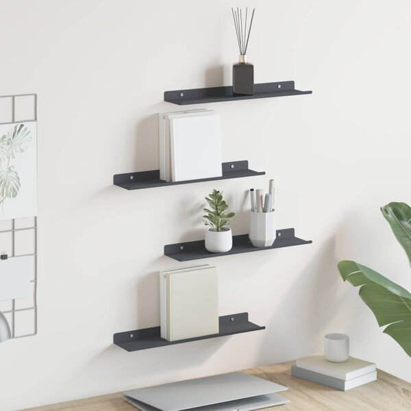 Lebegő polc 4 pcs Antracit 40 x 8,5 x 2,5 cm Acél