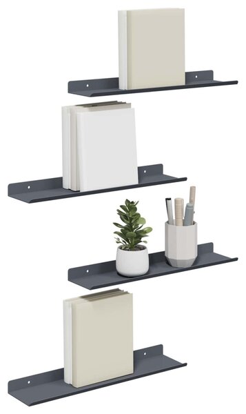 Lebegő polc 4 pcs Antracit 40 x 8,5 x 2,5 cm Acél