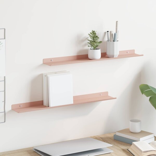 Lebegő polc 2 pcs Rózsaszín 60 x 8,5 x 2,5 cm Acél