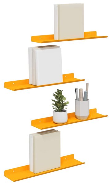 Lebegő polc 4 pcs Mustár sárga 40 x 8,5 x 2,5 cm Acél