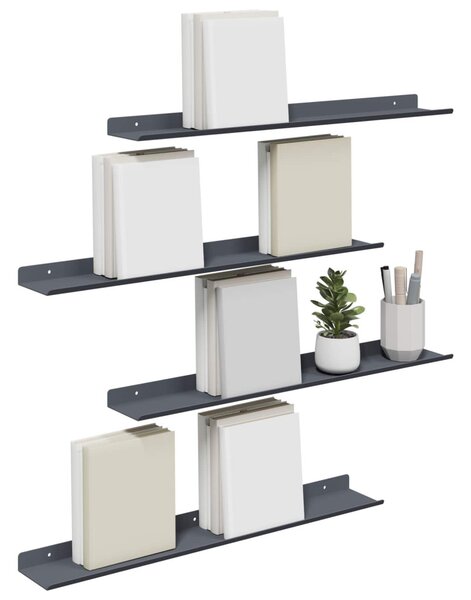 Lebegő polc 4 pcs Antracit 60 x 8,5 x 2,5 cm Acél