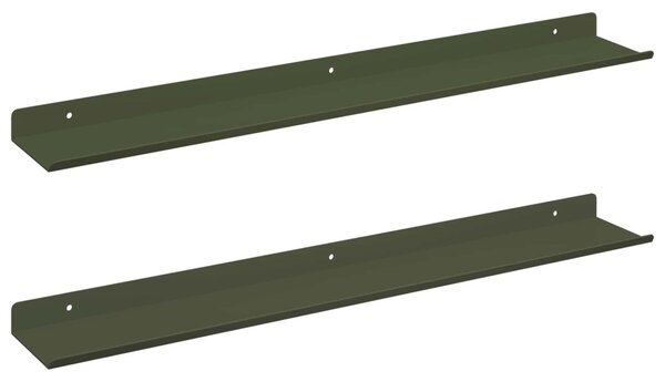 Lebegő polc 2 pcs Olajzöld 60 x 8,5 x 2,5 cm Acél
