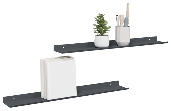 Lebegő polc Falra szerelhető 2 db Antracit 60 x 8,5 x 2,5 cm