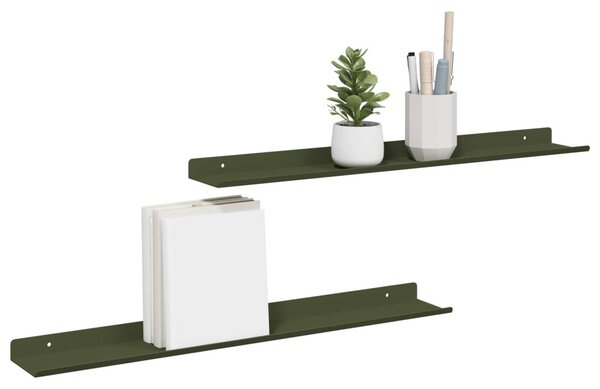 Lebegő polc 2 pcs Olajzöld 60 x 8,5 x 2,5 cm Acél