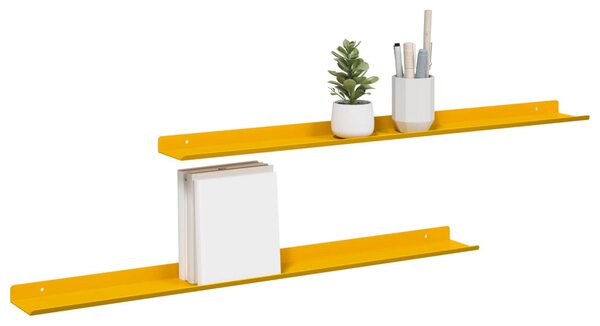 Lebegő polc 2 pcs Mustár sárga 80 x 9 x 2,5 cm Acél