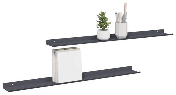 Lebegő polc 2 pcs Antracit 80 x 9 x 2,5 cm Acél