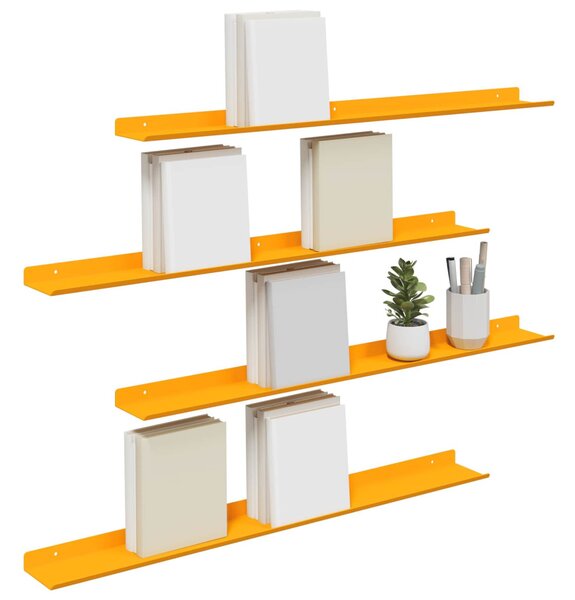Lebegő polc 4 pcs Mustár sárga 80 x 9 x 2,5 cm Acél