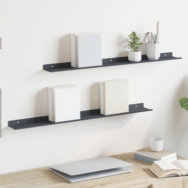 Lebegő polc 2 pcs Antracit 80 x 9 x 2,5 cm Acél