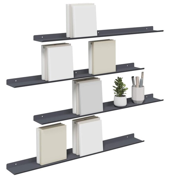 Lebegő polc 4 pcs Antracit 80 x 9 x 2,5 cm Acél