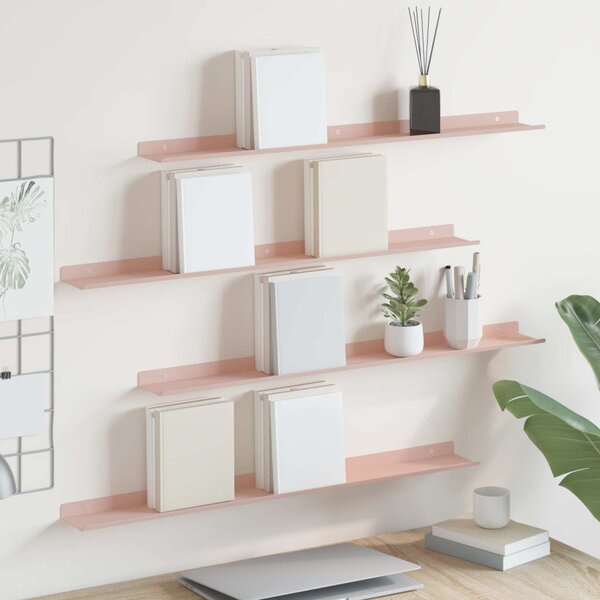 Lebegő polc 4 pcs Rózsaszín 80 x 9 x 2,5 cm Acél