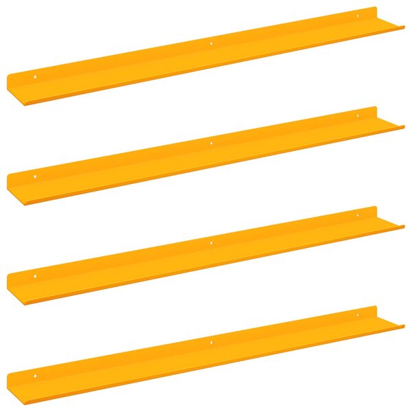 Lebegő polc 4 pcs Mustár sárga 80 x 9 x 2,5 cm Acél