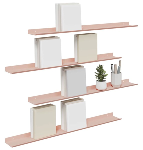 Lebegő polc 4 pcs Rózsaszín 80 x 9 x 2,5 cm Acél