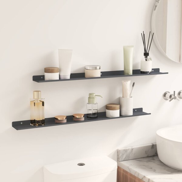 Lebegő polc 2 pcs Antracit 80 x 9 x 2,5 cm Acél