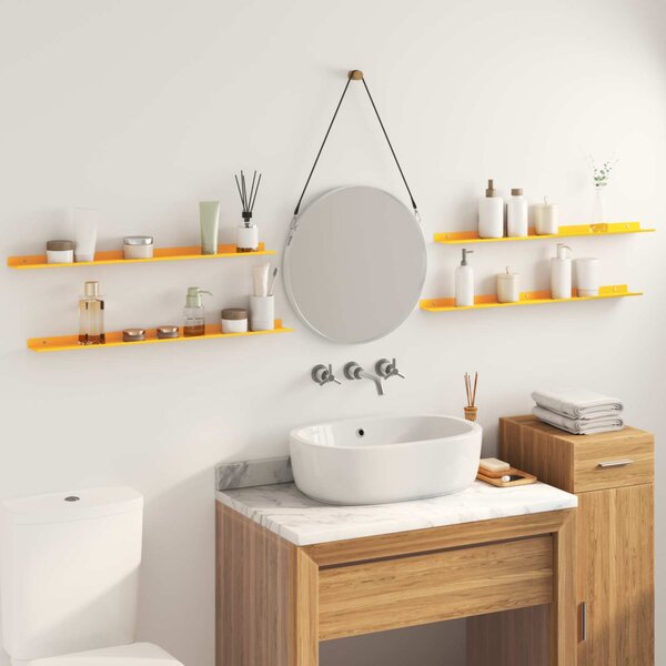 Lebegő polc 4 pcs Mustár sárga 80 x 9 x 2,5 cm Acél
