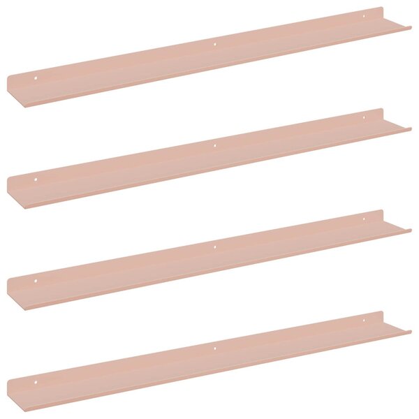 Lebegő polc 4 pcs Rózsaszín 80 x 9 x 2,5 cm Acél