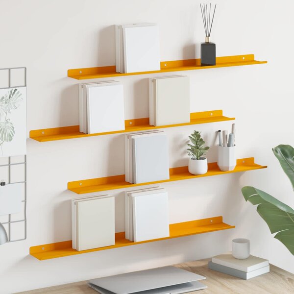 Lebegő polc 4 pcs Mustár sárga 80 x 9 x 2,5 cm Acél