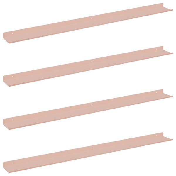 Lebegő polc 4 pcs Rózsaszín 100 x 9 x 2,5 cm Acél