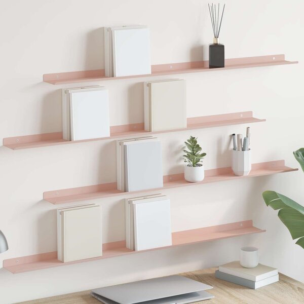 Lebegő polc 4 pcs Rózsaszín 100 x 9 x 2,5 cm Acél