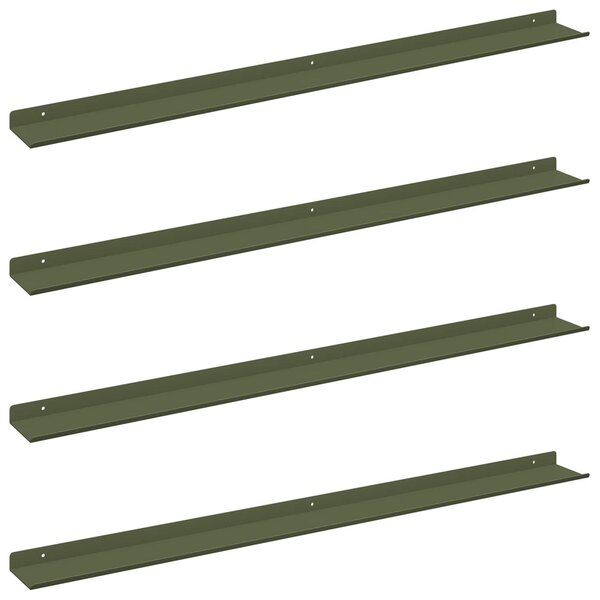 Lebegő polc 4 pcs Olajzöld 100 x 9 x 2,5 cm Acél