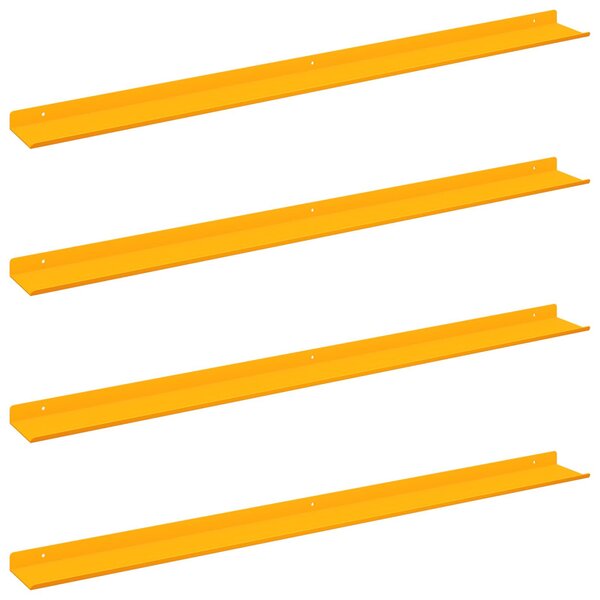 Lebegő polc 4 pcs Mustár sárga 100 x 9 x 2,5 cm Acél
