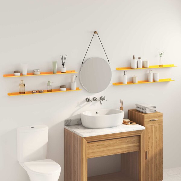 Lebegő polc 4 pcs Mustár sárga 100 x 9 x 2,5 cm Acél