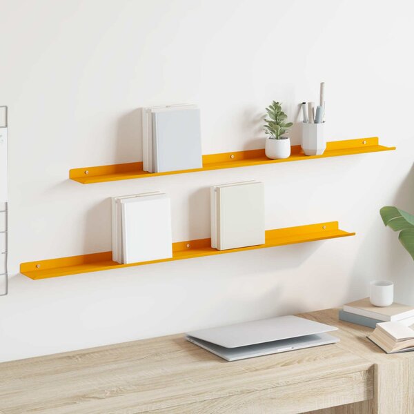 Lebegő polc 2 pcs Mustár sárga 100 x 9 x 2,5 cm Acél