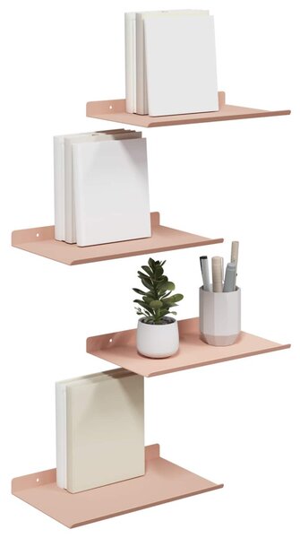 Lebegő polc 4 pcs Rózsaszín 30 x 18 x 2,5 cm Acél