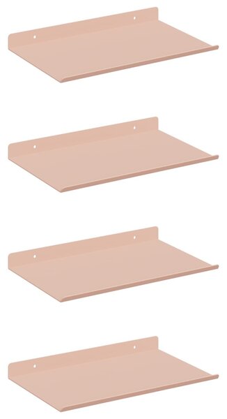 Lebegő polc 4 pcs Rózsaszín 30 x 18 x 2,5 cm Acél