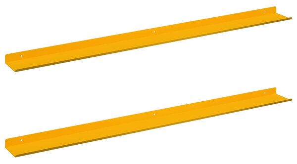 Lebegő polc 2 pcs Mustár sárga 100 x 9 x 2,5 cm Acél