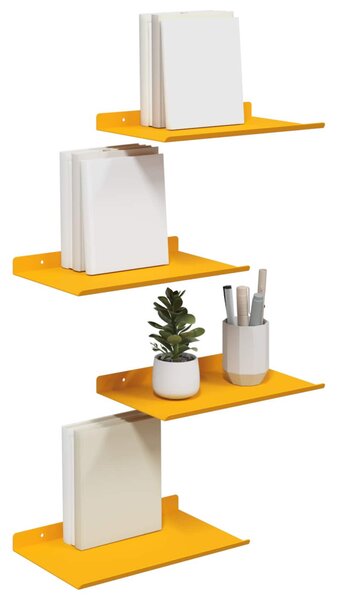 Lebegő polc 4 pcs Mustár sárga 30 x 18 x 2,5 cm Acél