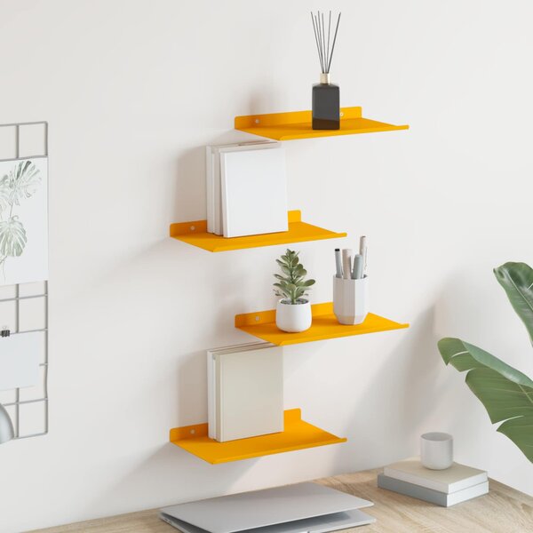 Lebegő polc 4 pcs Mustár sárga 30 x 18 x 2,5 cm Acél