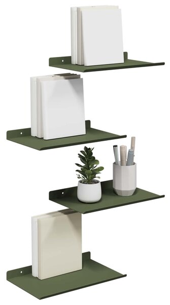 Lebegő polc 4 pcs Olajzöld 30 x 18 x 2,5 cm Acél