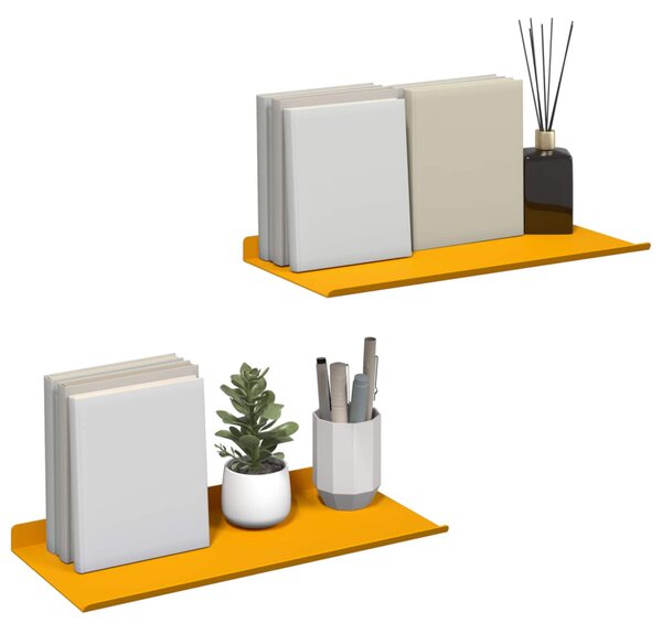 Lebegő polc 2 pcs Mustár sárga 40 x 18 x 2,5 cm Acél