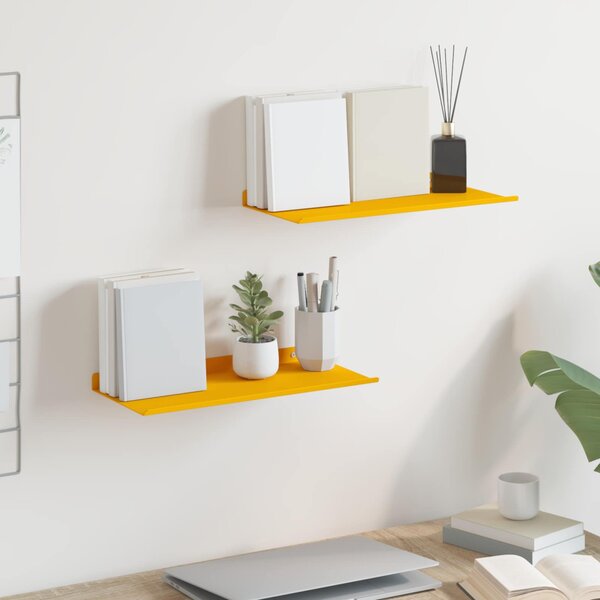 Lebegő polc 2 pcs Mustár sárga 40 x 18 x 2,5 cm Acél